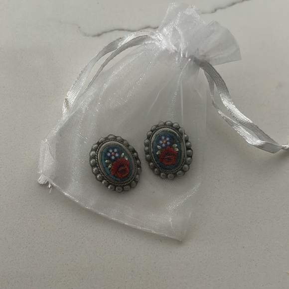 Vintage micro mosaic earrings - Picture 2 of 7